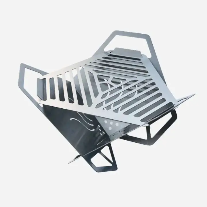 Parrilla estilo tarjeta para exteriores, ligera, resistente al viento y desmontable, parrilla triangular para acampar - 1