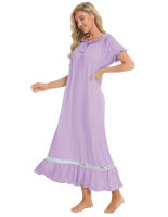 Pijamas para mujer, ropa de dormir con un hombro, camisón de manga corta, vestido mixto de encaje - details 23