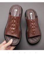 Zapatillas de hombre de piel auténtica, modernas sandalias informales de verano para exteriores, chanclas de playa para hombre, zapatos para hombre - details 5