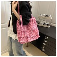 Bolso de hombro de estilo coreano Vintage con hojas de loto, bolso con cordón estampado a la moda, bolso de mano a cuadros bonito, bolsa de almacenamiento - details 19