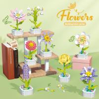 Bloques de construcción de ramo en maceta, montaje de flores eternas, azafrán, lila, Gardenia, modelo de ladrillos, Juguetes Diy para niños, regalos de vacaciones - details 0