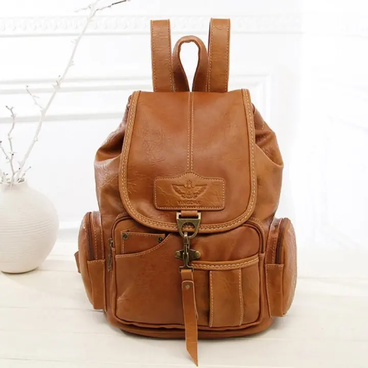Mochila Retro Vintage para Mujer Bolso de Cuero PU de Alta Calidad con Cordón - 1