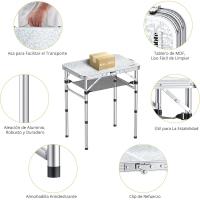 Mesa de Camping Plegable Portátil 60x40x25.4/49/67cm Altura Ajustable Impermeable Negro - details 21