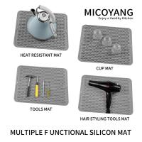Alfombrilla de silicona para secar platos de varios usos, fácil de limpiar, ecológica, resistente al calor, para encimera de cocina o fregadero, forro para refrigerador o cajón, gris L, 16 pulgadas x 12 pulgadas - details 1