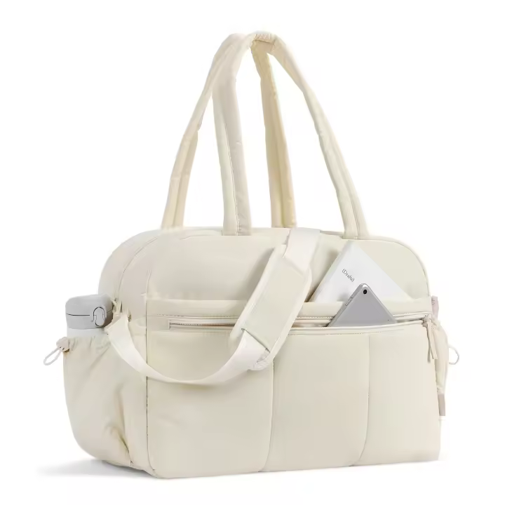 Bolsa de lona para viaje, bolsa de gimnasio para mujer, bolsa de mano pequeña acolchada, bolsas de fin de semana de lona de 30L con bolsillo húmedo rosa - 1
