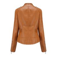 Chaqueta de motociclista de cuero PU para mujer, abrigo ajustado con remaches Punk - details 3