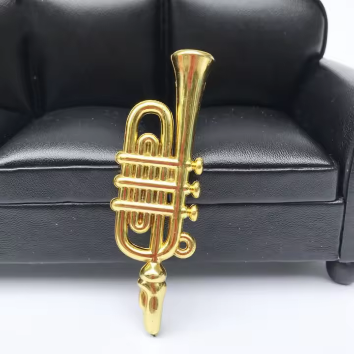 Modelo en miniatura, Mini saxofón de trompeta dorada, saxofón portátil de plástico dorado, instrumento Musical de plástico dorado - 1