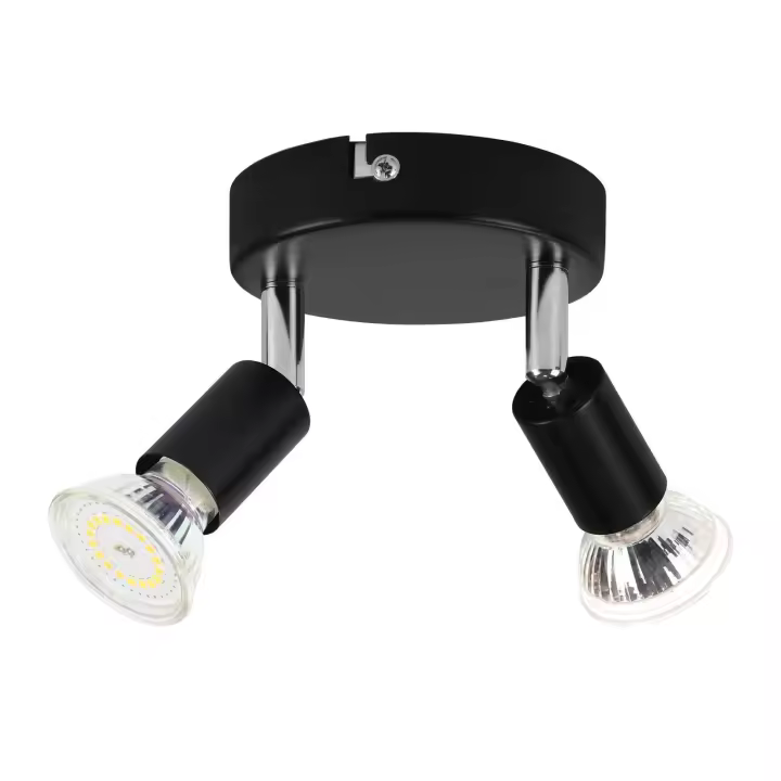 CBJKTX Foco de techo LED negro 2 bombillas ajustables 350 °   GU10 industrial - 1