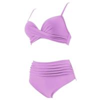 Conjunto de Bikini Sexy de dos piezas para mujer, ropa de playa Unicolor con realce, Tr de verano, Bikini Triangular, baño Ba de cintura, 2024 - details 39