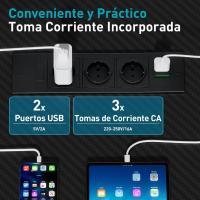 Mesa Gaming LED 150 x 100 cm, Escritorio Gaming en L con Enchufes y Puertos USB, Escritorio Esquinero con Estanteria, Mesa Gamer con Soporte para Monitor, Mesa Oficina Negro - details 4