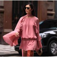 Vestidos elegantes lisos de encaje con múltiples unces, vestidos elegantes holgados con cuello de pico, batas de manga larga para mujer nueva, vestido de vacaciones para ir al trabajo de verano 2025 - details 16