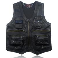 Chaleco de cuero para hombre, resistente al viento en otoño e invierno, chaleco hip-hop con cuello en V, sin mangas de color sólido punk para hombre - details 9