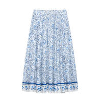 Falda Casual Chic Vintage OUWU Estampado Plisado Cremallera Lateral Moda Primavera Verano Vacaciones - details 1