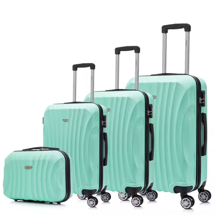 Juego de maletas ABS Rígida 4 piezasMaleta Cabina 55cmMaleta Mediana 68cmMaleta Grande 78cmNeceser 29cm NegroAzulMarinoRosaDoradaPlateadaMentaRojoMorada - 1