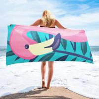 Toalla de playa de microfibra, Toalla de baño absorbente, protector solar grande de secado rápido para adultos, viajes, piscina, patrón de flamenco Datura - details 6