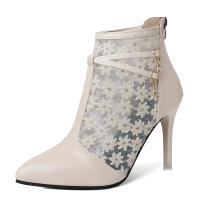 Botas huecas 2025 Primavera Verano Nuevas de tacón alto para mujer Elegantes Stiletto Malla Transpirable Punta puntiaguda Negro - details 0