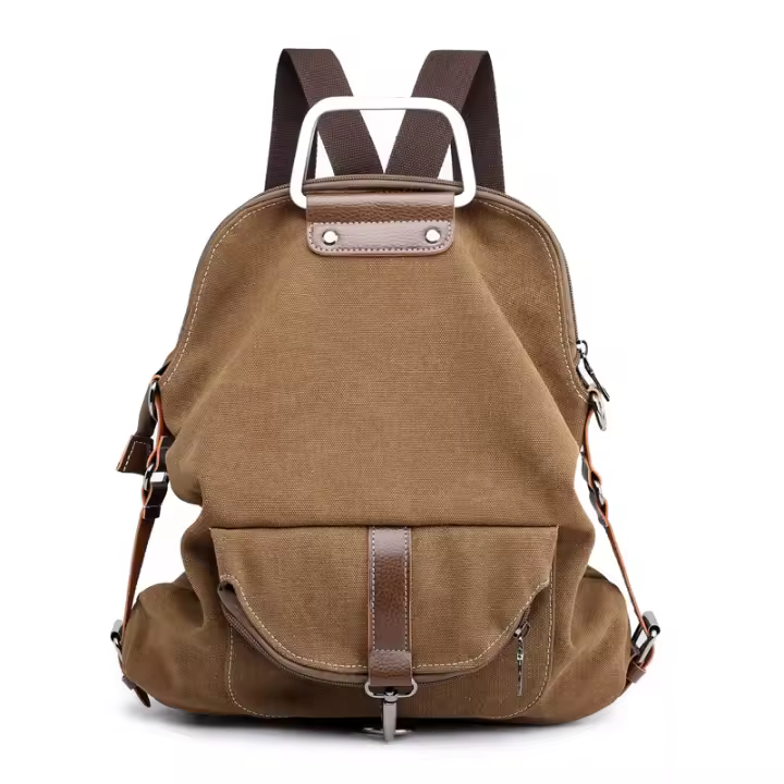 Mochila de lona para mujer, versátil y bolso de hombro a la moda, mochila cruzada multifuncional de estilo Retro para mujer - 1