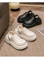 Zuecos de suela gruesa para mujer, sala de estar interior, informal, verano, exterior, cómoda plataforma de playa, Sandalias de tacón alto - details 18