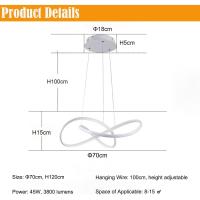 Lampara Colgante Lámpara Comedor Moderna Lampara Colgante Dimmable Altura Ajustable Lámpara Colgante Lampara de Techo Lamparas Techo Colgantes para Comedor Cocina Dormitorio Salon (Blanco 70cm) - details 4