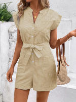 Mono de verano a rayas para mujer, mono de manga corta, pantalones cortos - details 38