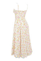 Vestido midi de satén con tirantes finos para mujer, abertura frontal, ahuecado, con bolsillos - details 27