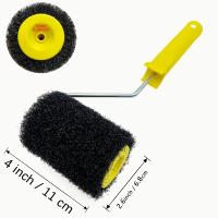 Cepillo de rodillo para textura de paneles de yeso de 4 pulgadas con mango ergonómico amarillo - Cerdas negras para techos y paredes lisos, herramienta de pintura de bricolaje duradera de PVC/metal para mejoras del hogar - details 4
