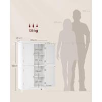 Mueble de Baño, Armario de Baño, Armario de Cocina, Armario Almacenaje con 4 Puertas, Estantes Regulables, 30 x 60 x 110 cm, Blanco - details 2