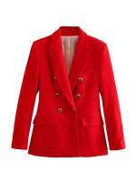 TRAFZA-traje elegante de manga larga para mujer, traje con cuello, Bolsillo falso, decorado, Color sólido, estilo callejero, prendas de vestir exteriores informales - details 11
