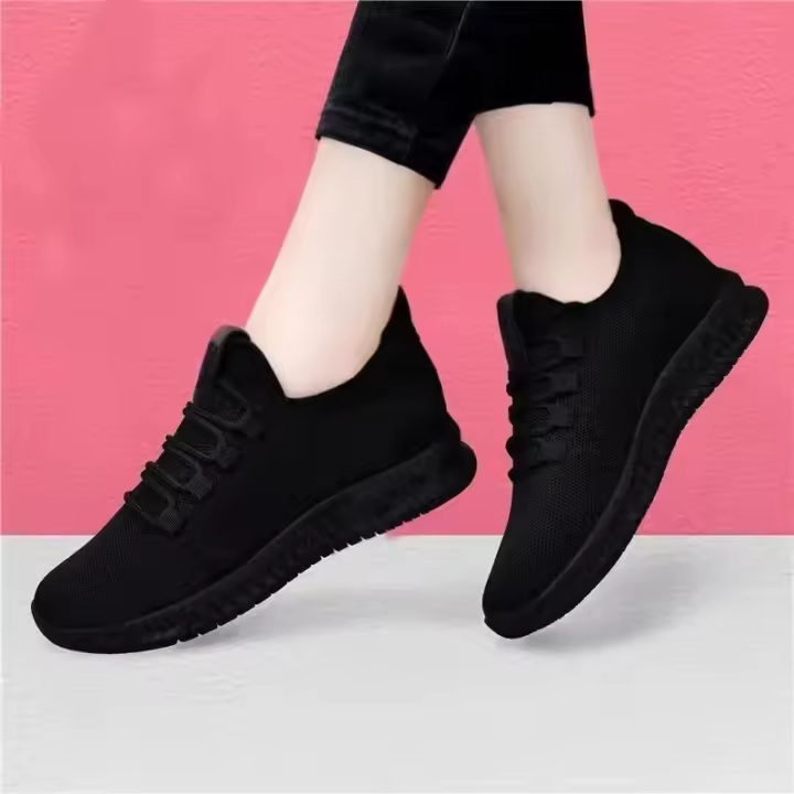 Zapatillas de deporte transpirables con punta redonda para mujer, zapatos informales y cómodos de suela gruesa, a la moda, para primavera y otoño - 1