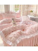 Conjunto de Cama de Princesa Rdovkxua Rufa de Algodón Sólido, Funda de Cojín de Rey y Reina, Falda de Cama con Volantes para Mujeres - details 1