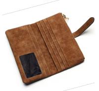 Cartera de cuero nobuk con cordón para mujer, Cartera de diseño largo con cremallera, dos pliegues, más colores, gran oferta, 20 - details 5