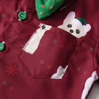 Camisa de algodón de caballero con cuello vuelto y manga larga con estampado Animal, pantalones con tirantes, traje Formal de dos piezas para niños - details 7