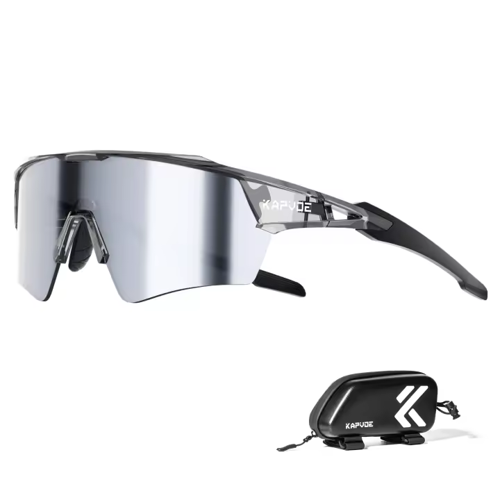 Gafas de Ciclismo KAPVOE Polarizadas para Hombres y Mujeres con 4 Lentes Intercambiables TR90 Protección UV Deportivas para Bicicleta Running MTB Material de Marco Policarbonato - 1