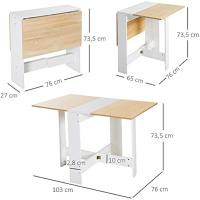 Mesa Plegable Moderna de Comedor Diseño Compacto con 2 Alas Abatibles Madera 103x76x73,5cm - details 2