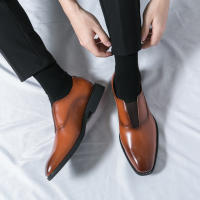 Zapatos Formales para Hombres Color Sólido, Tacón Bajo, Comodidad y Moda en Cuero de Juventud Transpirable - details 9