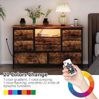 Mueble para TV con tocador LED con toma de corriente para TV de 55 pulgadas - Baúl de almacenamiento ancho para dormitorio, sala de estar y entrada, mesa consola superior de madera con 22 modos de luz - details 5
