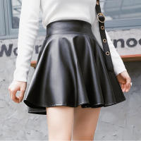Falda Mini De Cintura Alta Elástica Para Mujer En Imitación De Cuero Poliéster Fibra Estilo Callejero Ajuste Ligero Silueta Plisada - details 7