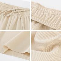 Pantalones anchos hasta el tobillo para mujer Pantalón informal de cintura elástica sólido, pantalones sueltos de seda de hielo, primavera y verano - details 15