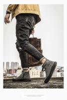 Zapatos de cuero de Pu, botas planas para correr con cremallera de moda británica, botines casuales para hombre - details 11
