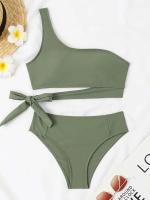 Conjunto de bikini de un hombro, trajes de baño, trajes de baño, ropa de playa sexy 2025 con relleno suave para mujer - details 4
