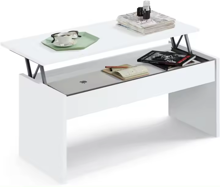 Mesa de Centro, Salón de Café, Mesa, Oro, 47x100x50cm 58x100x50 cm (Abierta), Mesa Baja para Sofá, Moderna, Modelo Oslo - 1