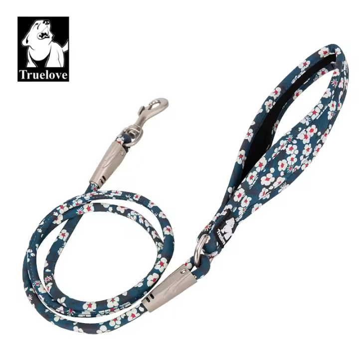 Correa para Mascotas Truelove de Algodón 100% con Asa Acolchada de Neopreno y Gancho de Aleación de Zinc Adecuado para Perros y Gatos Estilo Floral - 1