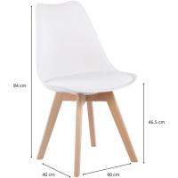 Sillas de Comedor, Sillas de Cocina Nórdicas con Asiento Blando, Tapizado y Patas de Madera de Haya Resistente, Blanco, 2 Sillas - details 2