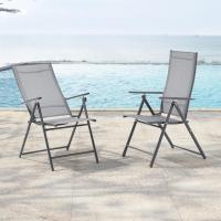 Juego de 2 Sillas Plegables de Jardín Kalamata Silla de Exterior Asiento para Terraza Balcón Patio con Reposabrazos y Respaldo Ajustable Patas de Acero 105 x 57 x 68 cm - details 1