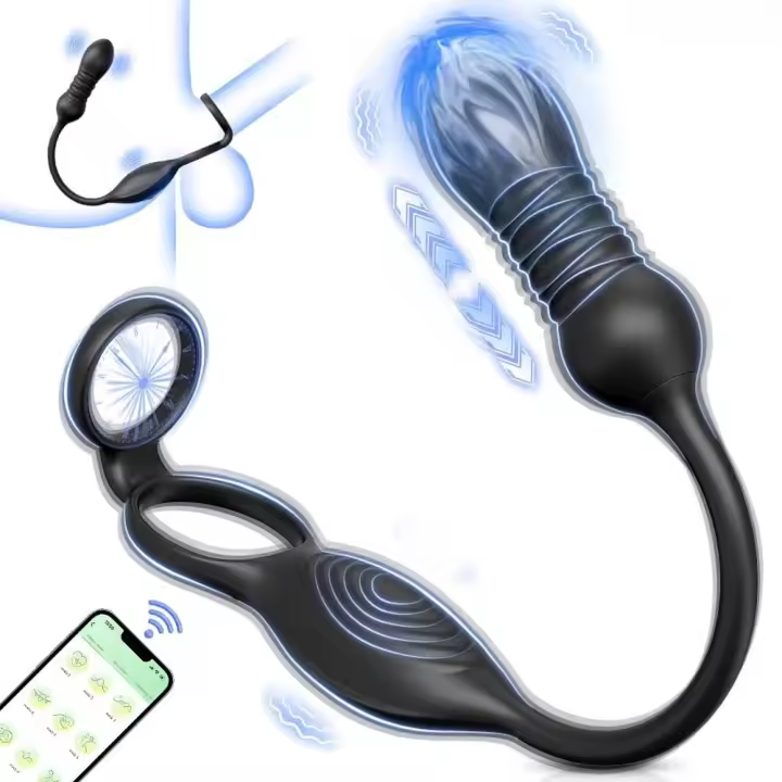 Leten Masajeador de Próstata Anillo Vibrador Vibrador de Empuje Adulto Butt Plug Juguetes Sexuales Anales para Hombres Pareja - 1