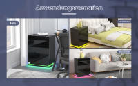 Rcynview Mesa de Noche - Estilo Nórdico - Negro - Luces LED - 3 Cajones - Ideal para Dormitorio Sala de Estar - details 4