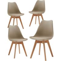 4 Sillas Comedor Mornas con Asiento Tapizado y Patas Mara Haya Iales para Comedor, Cocina, Sala Estar, Dormitorio (Marrón) - details 0