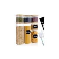 Withosent Juego de 7 tarros de cristal con tapa de madera, 750 ml/ 1500 ml/ 2400 ml, tarros de vidrio para almacenamiento de cocina, tarros grandes de cristal, frascos de vidrio para cereales, espaguetis, pasta - details 6