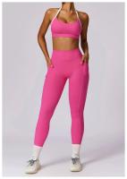 Sujetador Deportivo sin Costuras para Mujeres Encantador y Sexy Halter Bragas de Espalda Liberadas Lencería Sólida Top Femenino Belleza Espalda Inalámbrico Talla Única - details 17