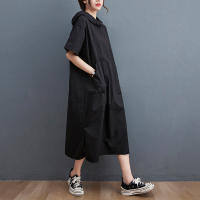 Elegante Vestido Oversize de Verano Manga Corta, Ajuste Suelto, Moda Vintage Negro para Mujeres - details 14